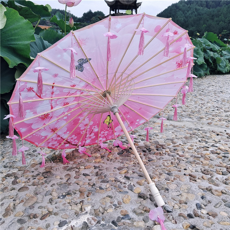 복숭아 꽃 플라잉 꽃잎 우산