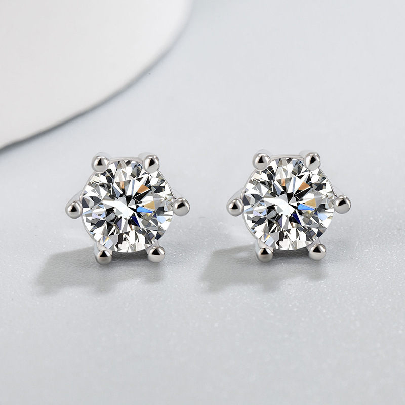 六爪鋯石耳釘女韓國氣質鑲鑽經典百搭耳飾耳釘韓版廠家貨源批發