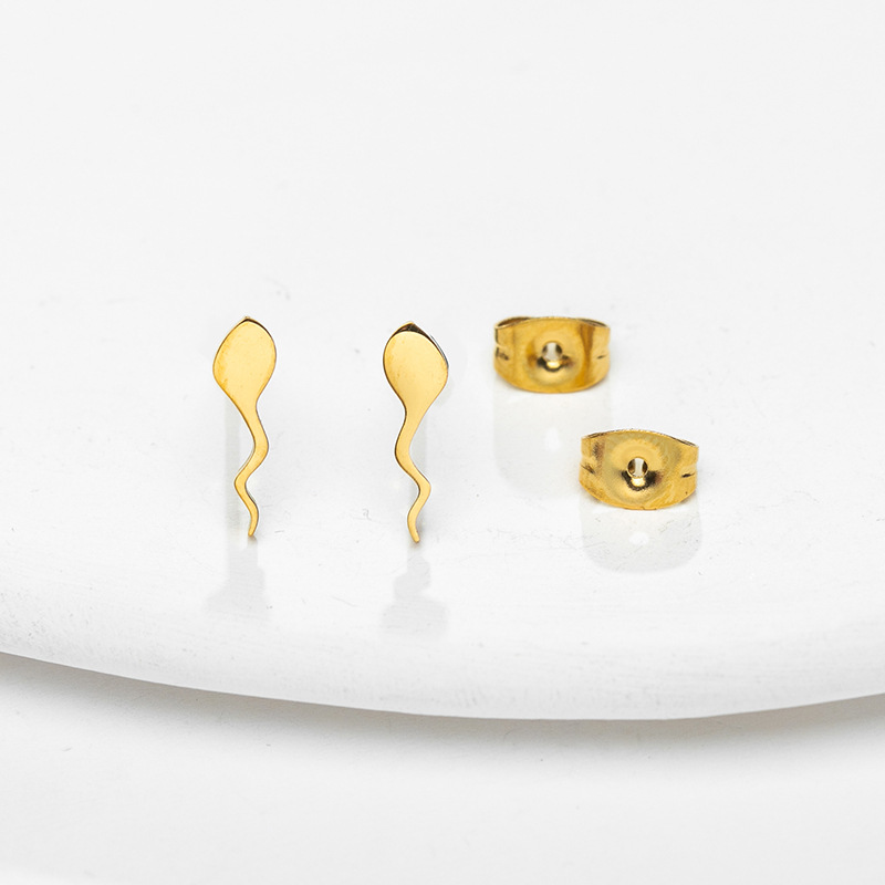 Fashion Tadpole Titanium Steel Ear Studs Plating No Inlaid Stainless Steel Earrings