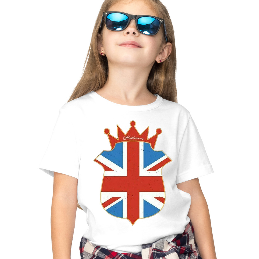 儿童T恤platinum皇冠米字国旗英伦T恤棉短袖跨境夏季新