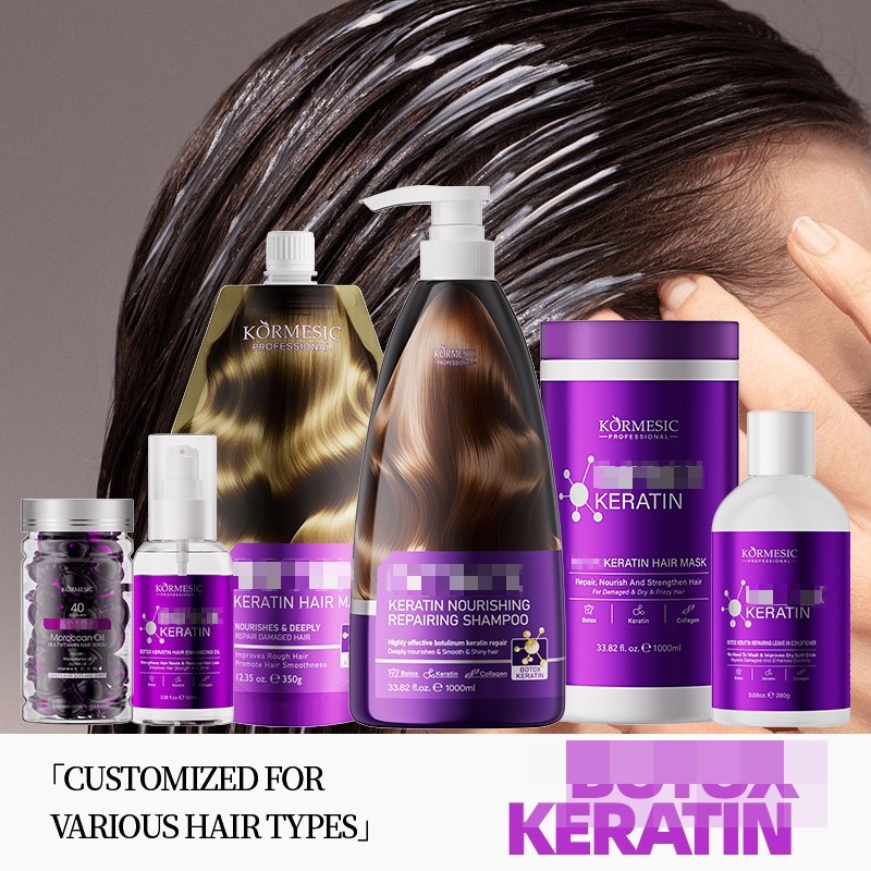 Juego de Champú y Mascarilla Capilar de Keratina Nutritivo Suavizante para Cuidado Capilar