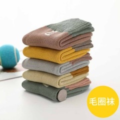 學生運動襪子兒童短襪中筒襪棉質毛圈吸汗彷無骨童襪秋冬加厚