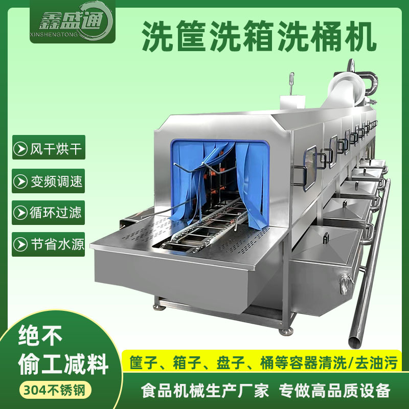 厂家定制周转筐清洗机 生鲜肉制品筐清洗烘干机器 高压喷淋洗框机