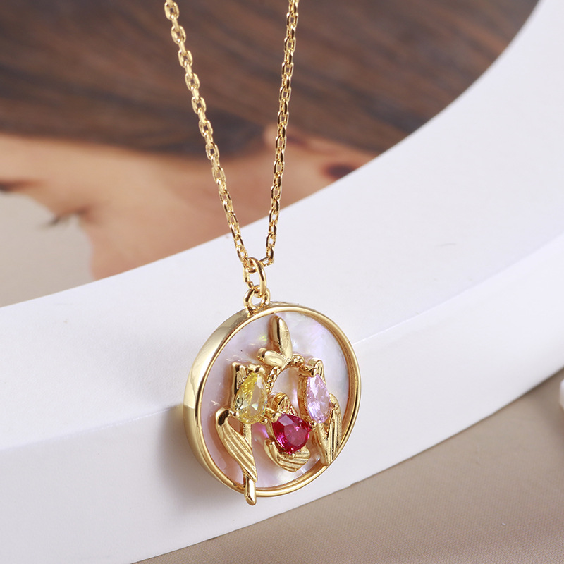 Elegant Simple Style Tulip Brass Plating Women's Pendant Necklace 1 Piece display picture 1