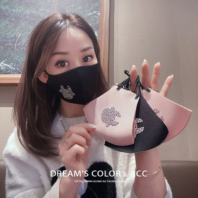 B1617牛气冲天镶钻口罩~本命年防尘防晒带网眼透气装饰空气棉面罩|ru