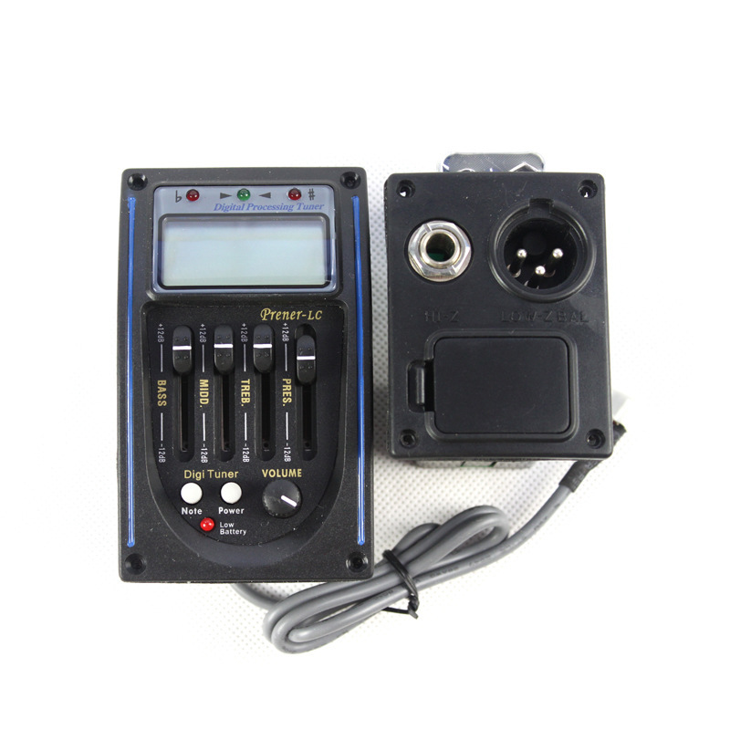 Ecualizador LC-5 para guitarra electroacústica, EQ de 5 bandas con afinador integrado.