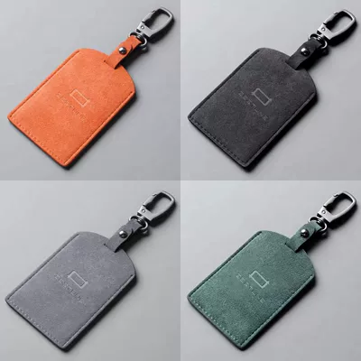 Unisex Blank Fur Leather Cover, Car key bag - pentium-metal-square-buckle