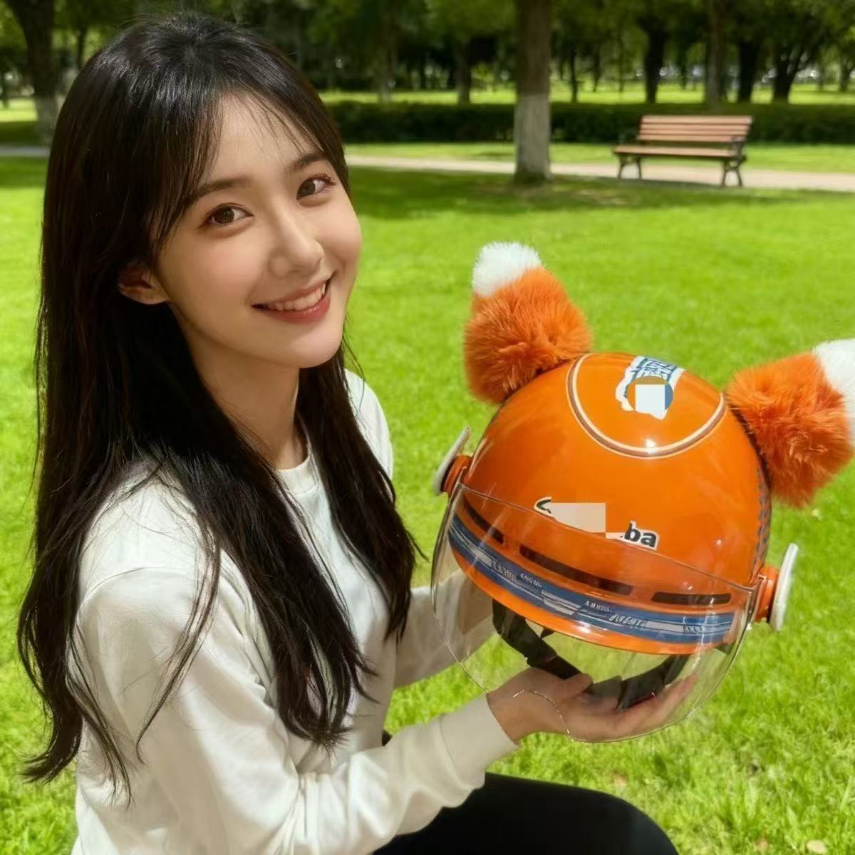 New Orange Ear Helmet Decorations, Ski Helmet, Motorcycle Helmet Small Accessories, Meituan Doll