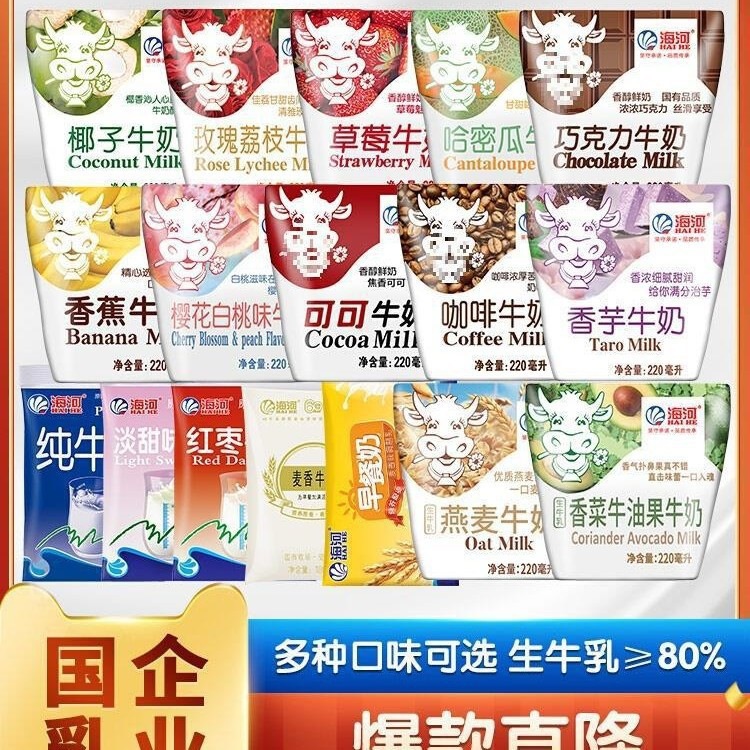 海河牛奶10袋整箱18种口味旗舰款可可巧克力儿童学生早餐奶风味奶