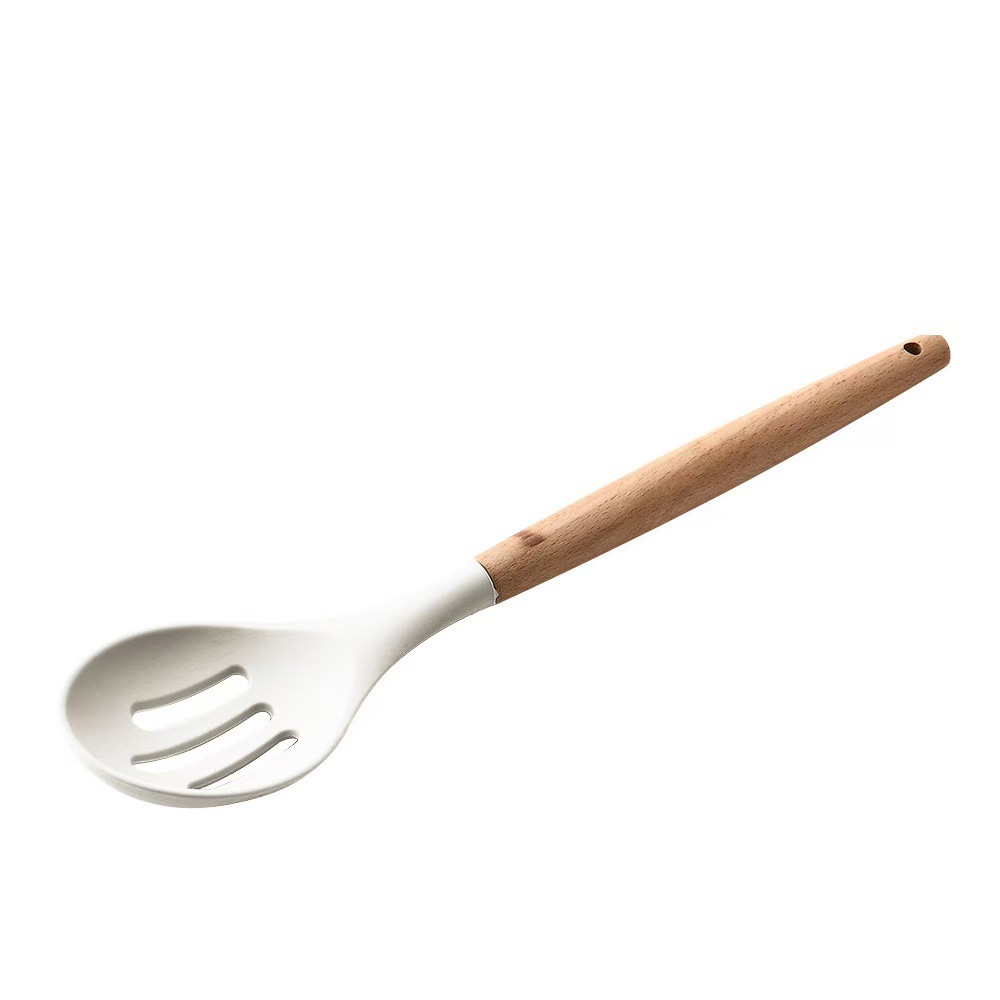 Espátula de Silicona para Cocina de Silicona de Grado Alimenticio y Madera Resistente a Altas Temperaturas y Antideslizante