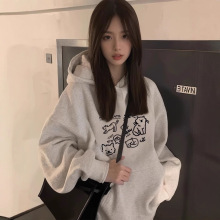 美式连帽卫衣女2025秋冬新款加厚加绒重磅上衣外套慵懒风宽松版型