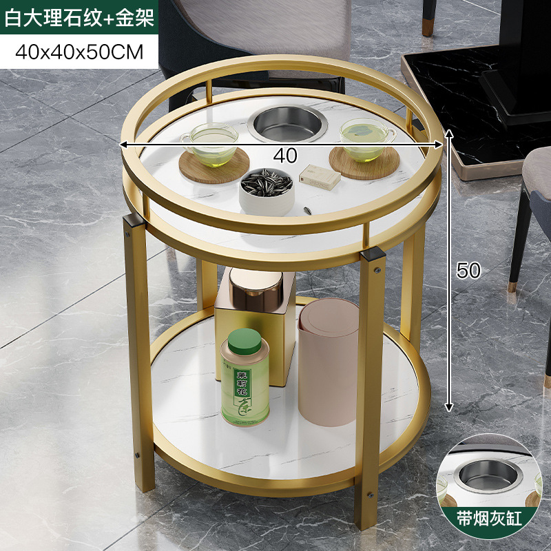 Mesa de Mahjong mesa lateral estante de té de doble capa redonda sala de ajedrez dedicado Cenicero mesa de té Mahjong mesa lateral pequeña mesa de té