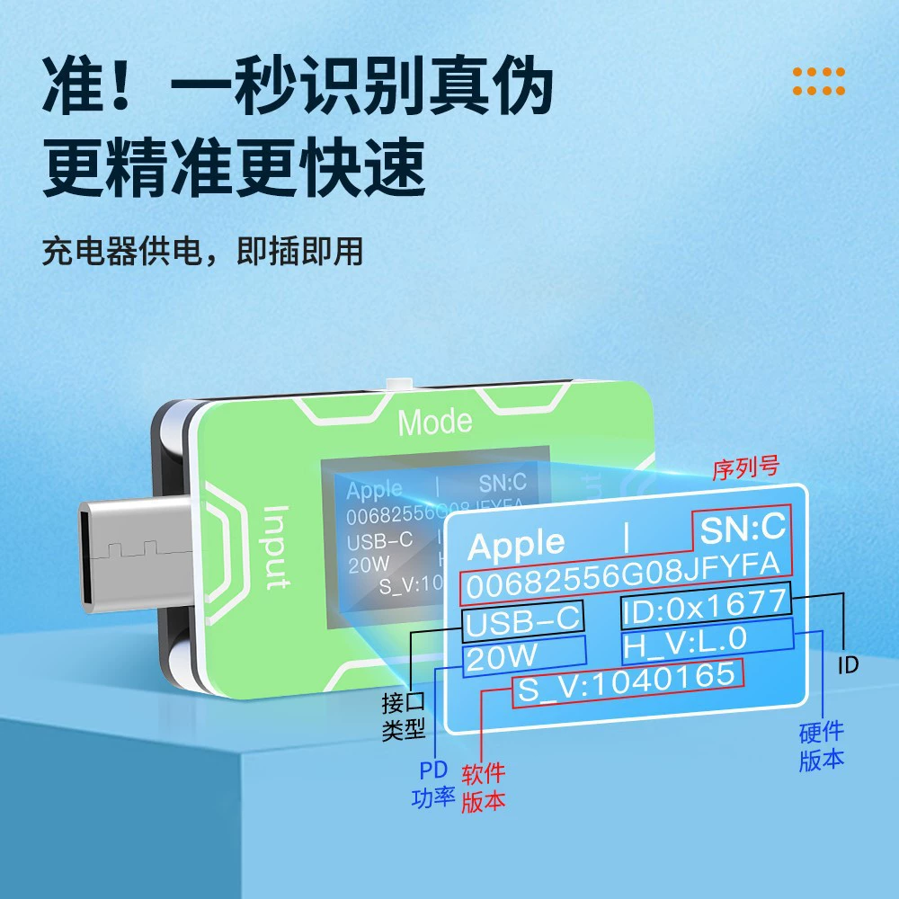 Кабель USB с быстрой зарядкой CT02 PD/QC, показывает заряд, данные, тестер тока, напряжения, мощности