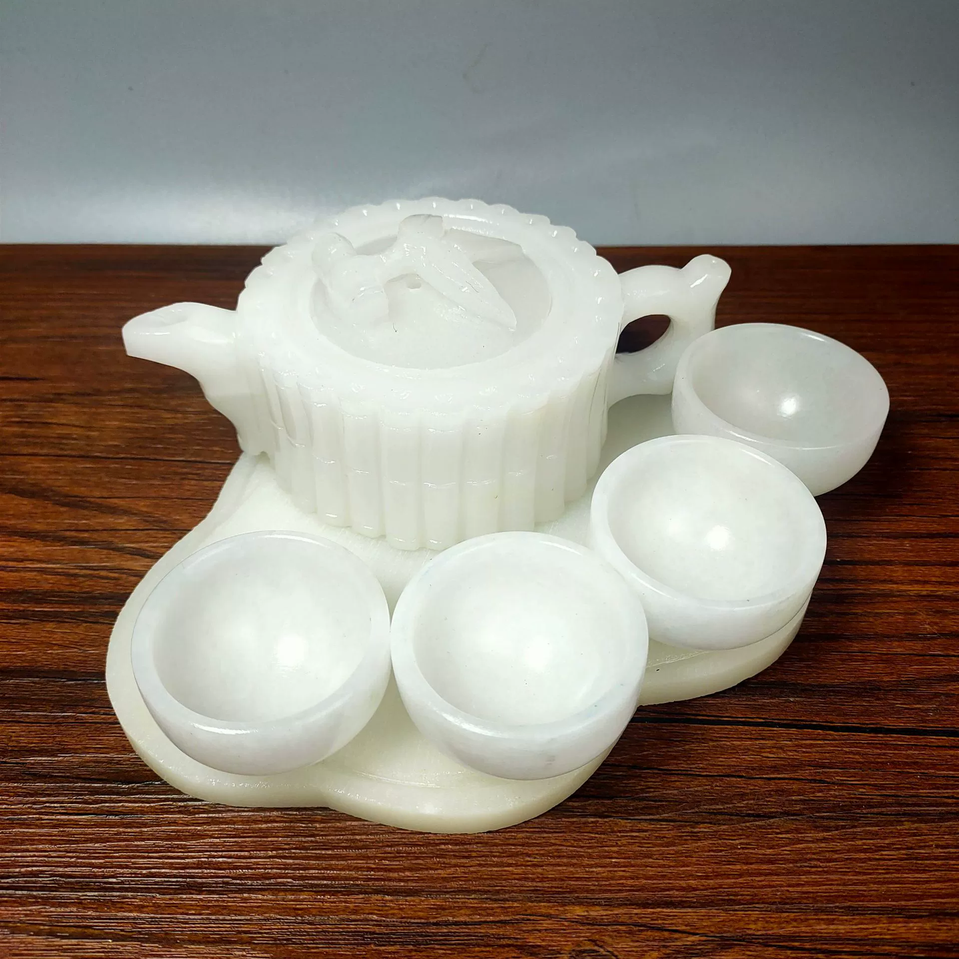 Tea set white jade, teapot, high-end tea cup, Birthday gift