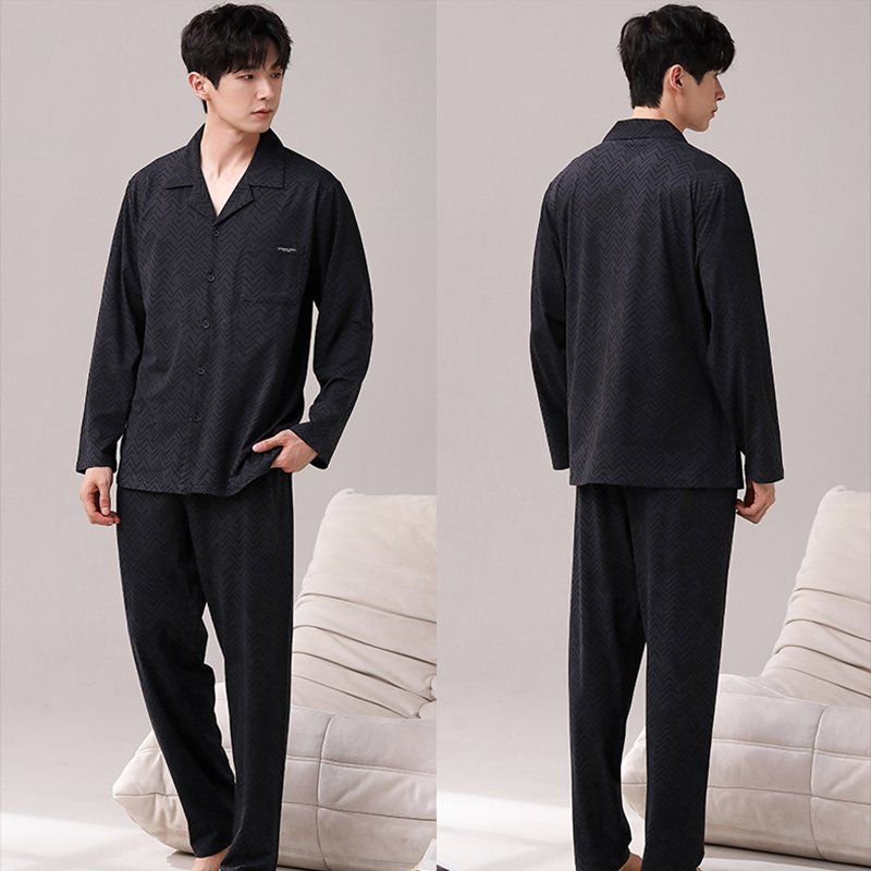 Pijamas de los hombres Primavera y Otoño Invierno 100% algodón de manga larga pantalones delgados más tamaño desgaste de alto nivel de los hombres de verano ropa de casa