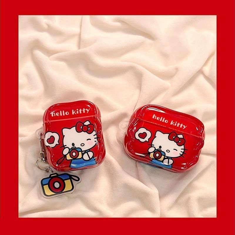Rojo para fotos kt gatos para airpods 4 generación 5 generación caso de protección bluetooth airpodspro3 / 2 auriculares