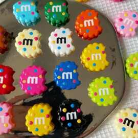 多巴胺烤漆m豆咬一口曲奇直孔串珠diy手机链钥匙扣材料饰品配件