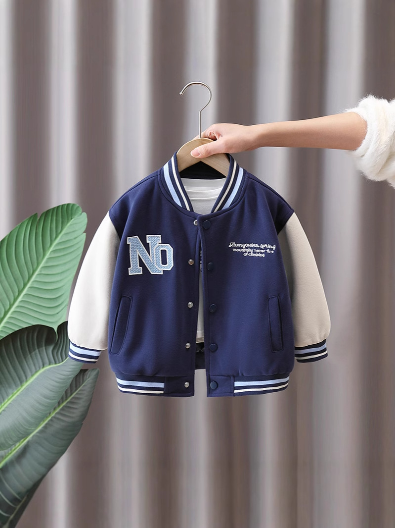 7646 uniforme de béisbol de primavera para niños 2025 nueva chaqueta a juego de colores de moda para niños primavera y otoño guapo casual