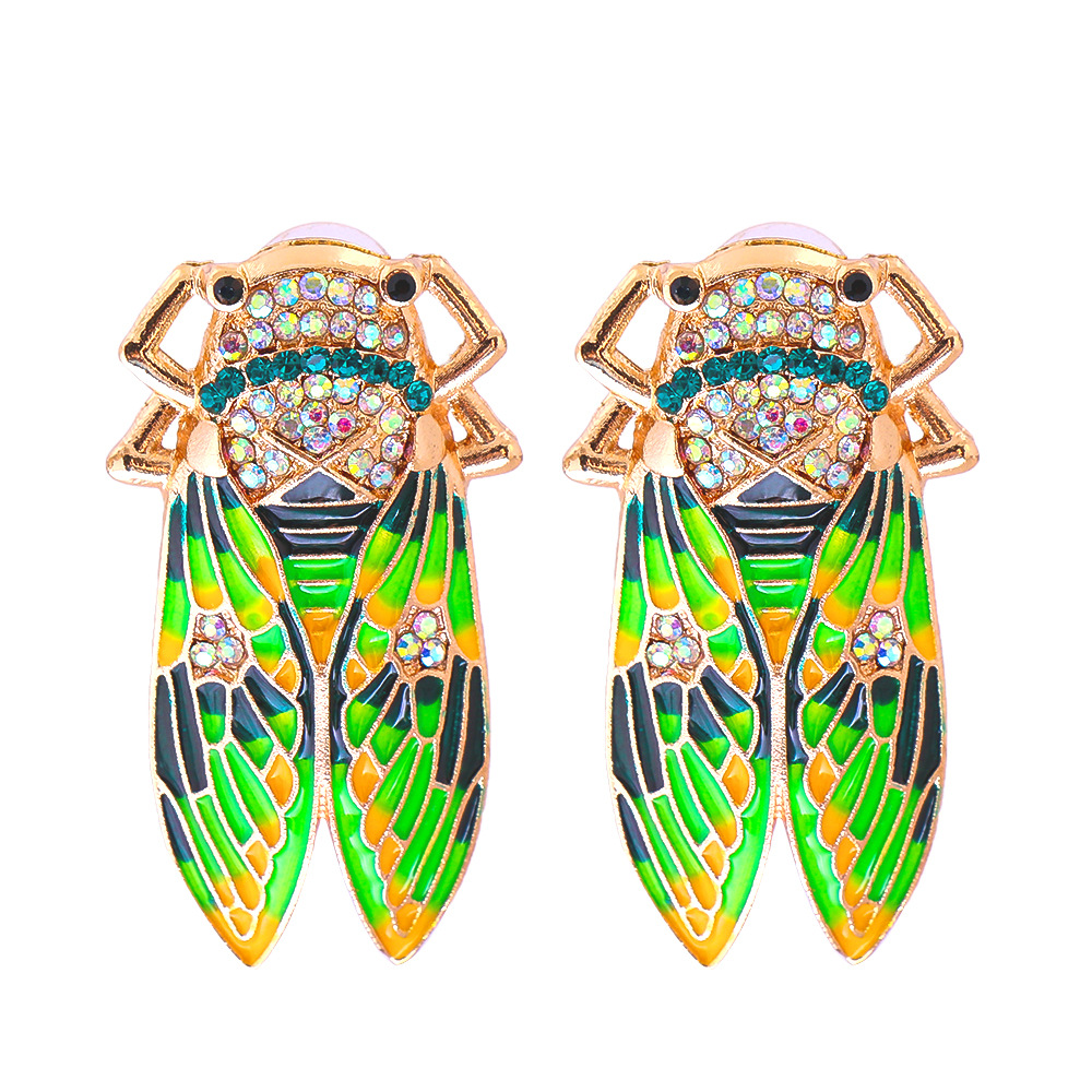 Nihaojewelry Jewelry Wholesale Fashion Color Diamond Insect Earrings display picture 7