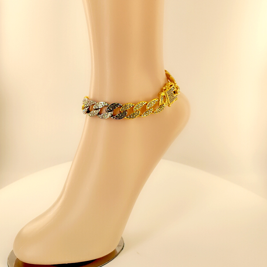 Cadena cubana ovalada extragrande, accesorio de aleación con diamantes completos, diseño ondulado, estilo europeo y americano, joyería unisex de moda, cadena de collar estilo hip-hop.
