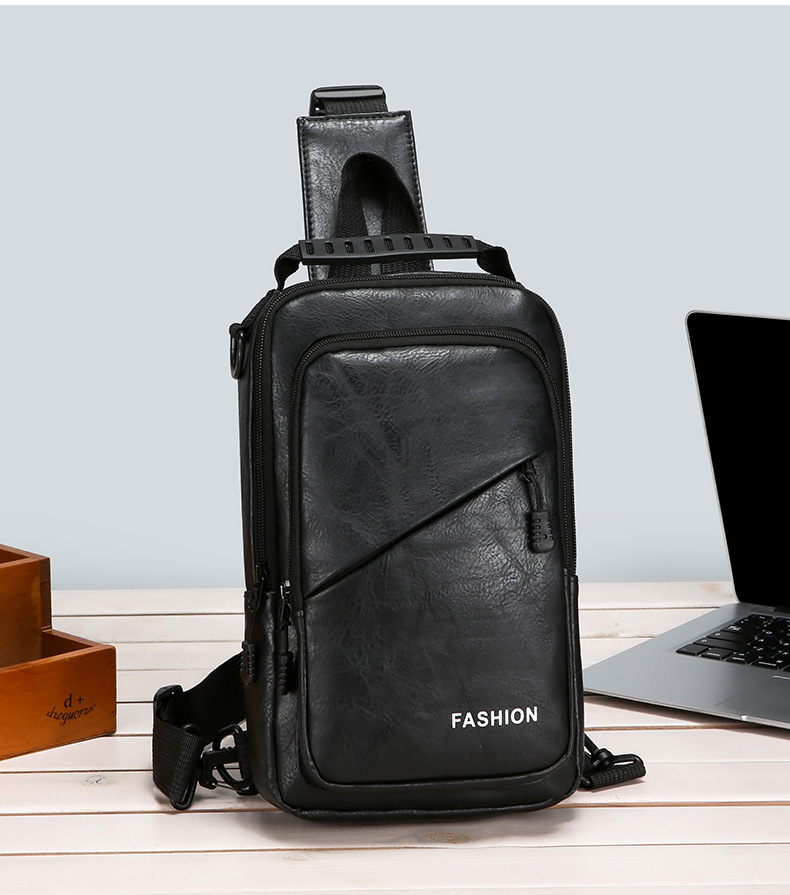 Foreign trade casual men's chest bag, password lock anti-theft motorcycle crossbody bag, outdoor simple commuting large capacity single-shoulder bag undefined