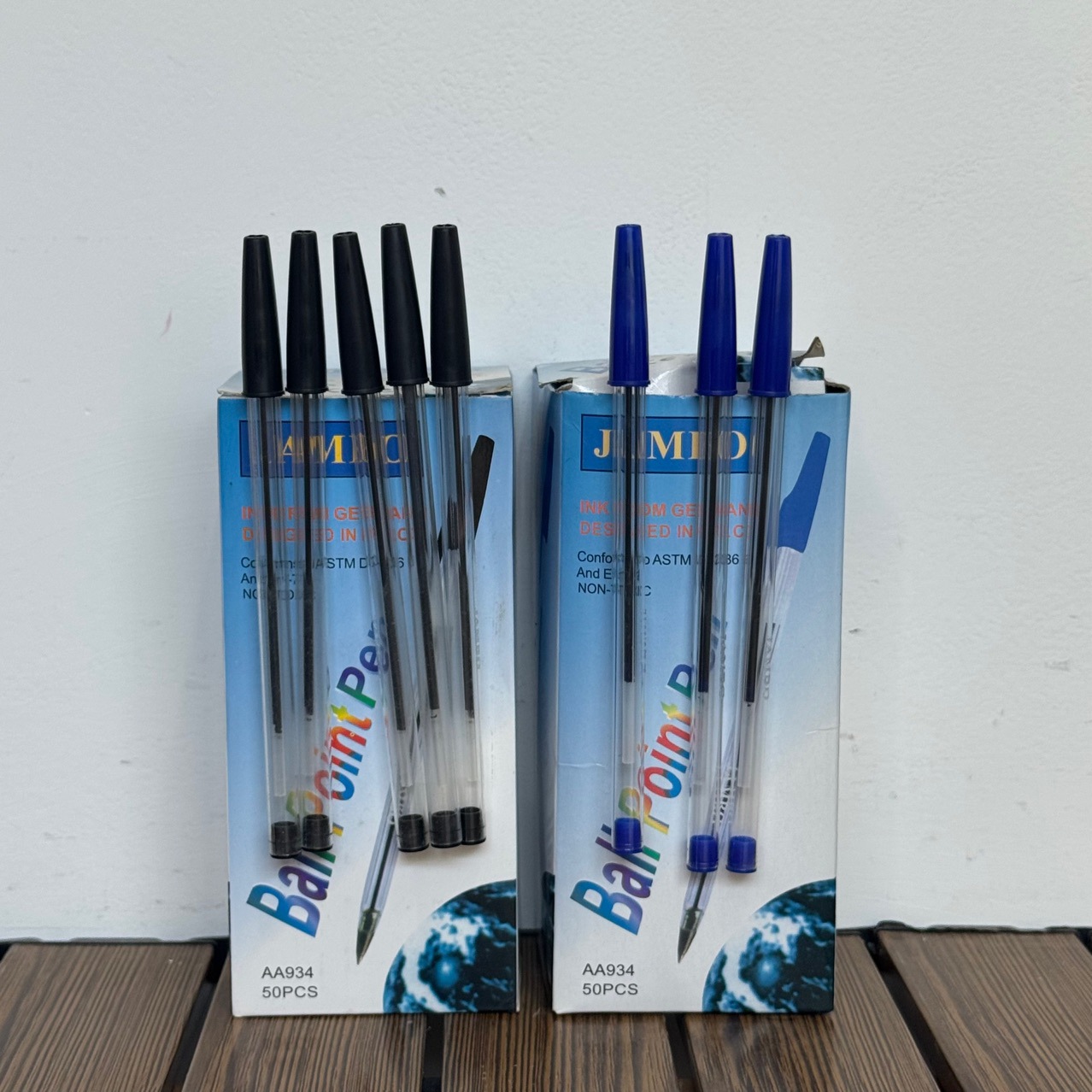 934插套圆珠笔 JAMBO塑料油笔红蓝黑1.0学生文具办公用品礼品笔批