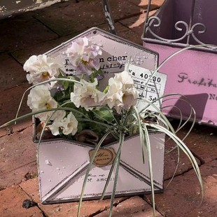 Chul Used Tin Flower Pot Wall Hanging Envelope Wall Hanging Flower Box Garden Decoration Gardening Grocery Storage Box