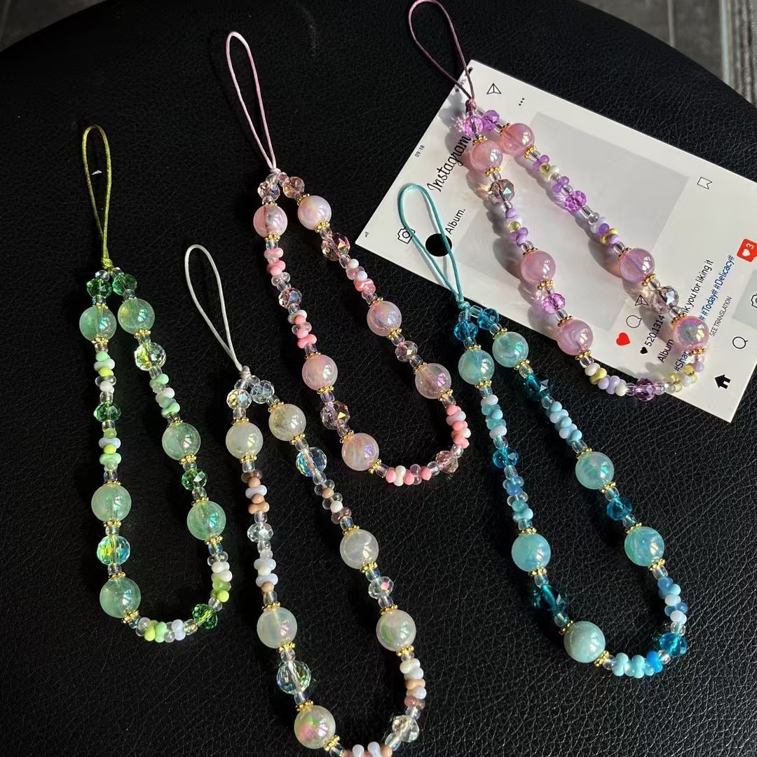 Color caramelo, cordón fresco para teléfono móvil, cadena al por mayor, cuentas, cuentas mixtas, bricolaje, colgante simple hecho a mano, cristal lindo