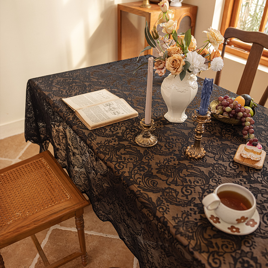 Francés sólido Jacquard hojas de otoño rectangular encaje comedor toallas de mesa antideslizante a prueba de polvo