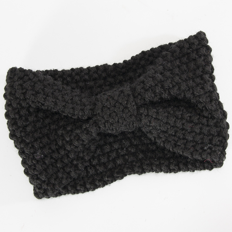 Fascia per maglione lavorata a maglia per accessori e fasce per capelli caldi con fiocco fatto a mano autunno inverno da donna_voghion.com