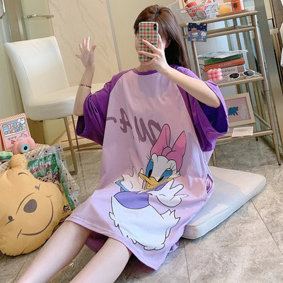 2022 nuevo camisón de verano de las mujeres de dibujos animados de manga corta venta caliente pijamas delgados ropa para el hogar suelta sudeste asiático transfronterizo