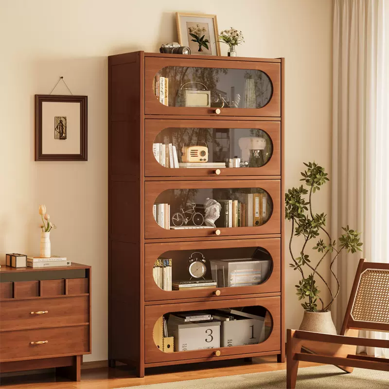 书架置物架落地客厅简易储物柜子靠墙卧室展示柜带门收纳防尘书柜