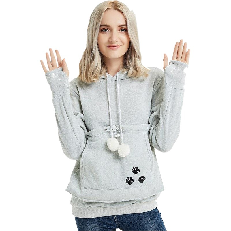 Amazon's Popular Autumn and Winter Hoodie Pullover Sweatshirt for Women European and American Cats and Dogs Large Flap Pocket Pantss Couple Wear Sweatshirt Jacket Trendy