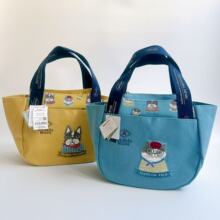 日本Kusuguru正品刺绣法斗猫咪手提包手拎包元宝包布艺通勤包502