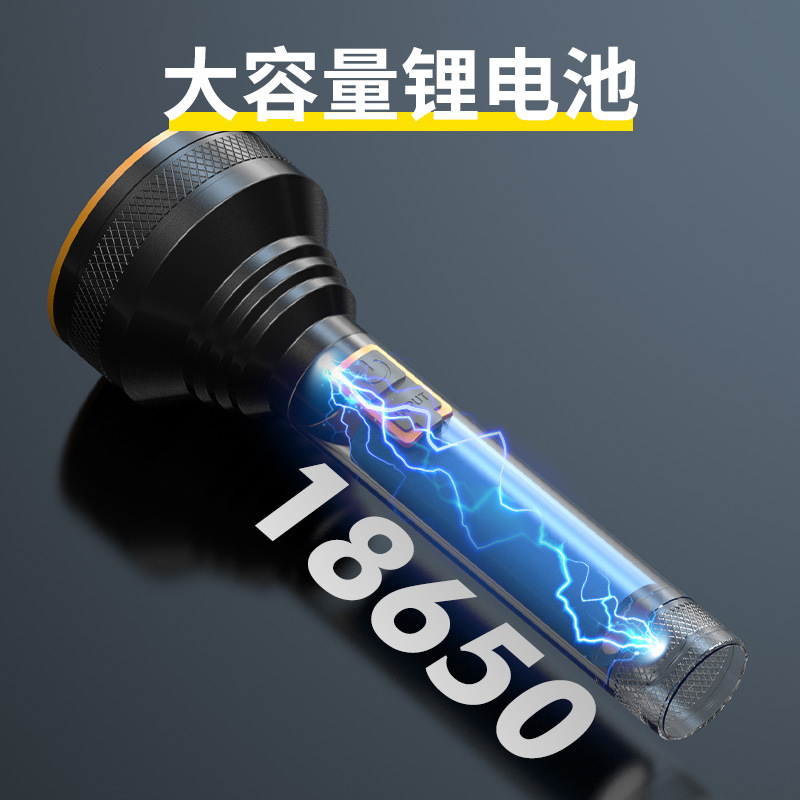 跨境爆款手电筒铝合金内置电池家用手电户外照明便携充电电筒批发|undefined