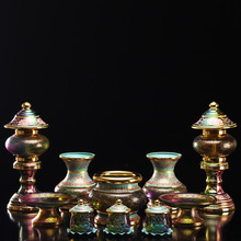 天潤合金水琉璃琺琅彩供具套裝 工藝品 家居擺件香爐花瓶水杯果盤