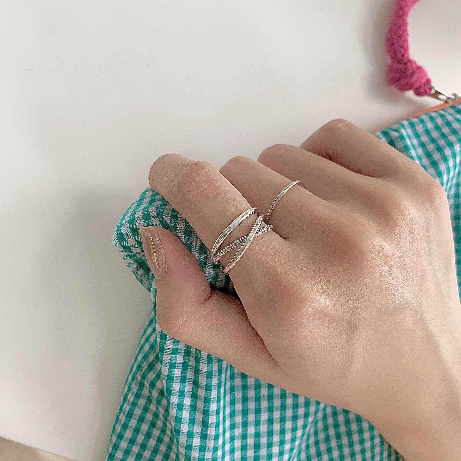 Ретро бренд adjustable одноразмерное кольцо, проба 925 серебро, на указательном пальце, интернет-знаменитость