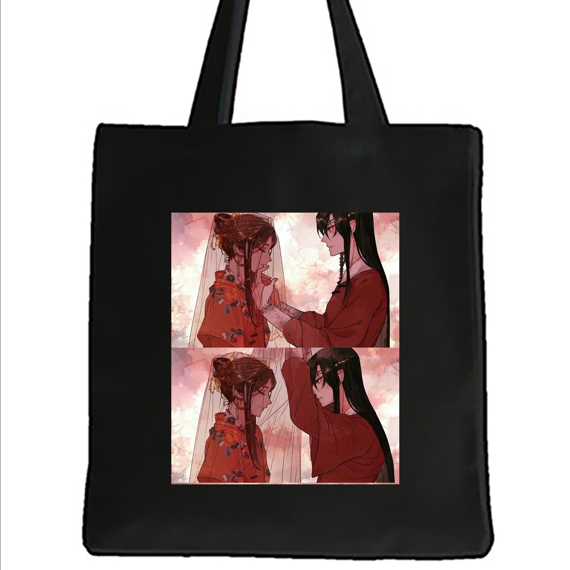 跨境外贸New Tian Guan Ci Fu印花帆布包原宿单肩手提购物袋现货