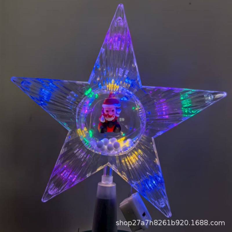 五角星灯LED圣诞树顶灯发光星星灯电池盒商场装饰亮小彩灯可调光