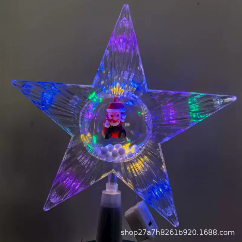 五角星灯LED圣诞树顶灯发光星星灯电池盒商场装饰亮小彩灯可调光