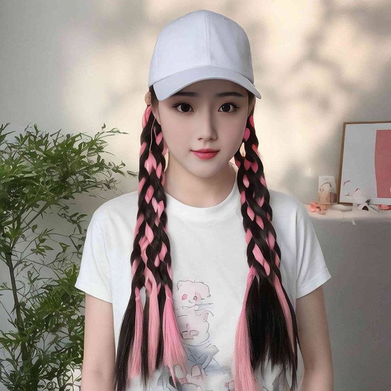 Manufacturer's Ready-Made Hat with Wig and Braids for Women, Realistic Braided Hair with Highlights, Detachable Hat with Braids Manufacturer's Ready-Made Hat with Wig and Braids for Women, Realistic Braided Hair with Highlights, Detachable Hat with Braids