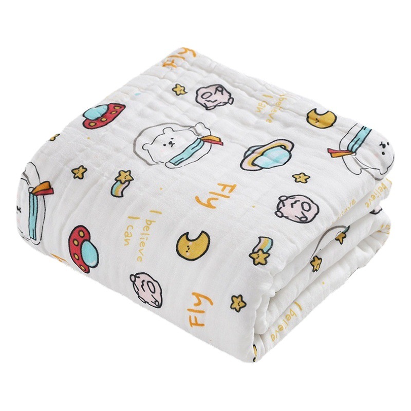6-Layer High-Density Baby Pure Cotton Gauze Bath Towel, Class a Maternal and Infant Grade Newborn Bath Towel, Children's Cartoon Blanket, Customizable