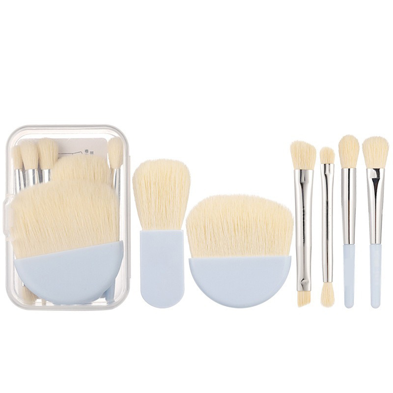 Juego de brochas de maquillaje de 6 piezas, mini brocha portátil de cerdas suaves para sombra de ojos, brocha para colorete, brocha para corrector, juego de brochas de maquillaje de viaje