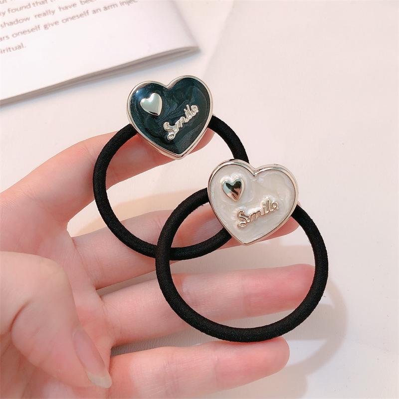 Coreano simple amor letras anillo de pelo de banda de goma de alta elasticidad bola cabeza cabello de cola de cabello cuerda de cabello duradera adornos de cabello