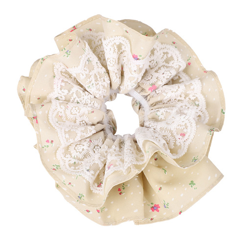Korean-style floral lace trim colonic hair tie ballerina ponytail braid hair ribbon large girl's braided hair tie hair accessory