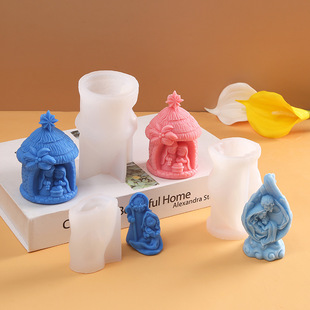 Cross-border New Religious Nativity Mold DIY Gum Dropping Family Aromatherapy Candle Silicone Mold