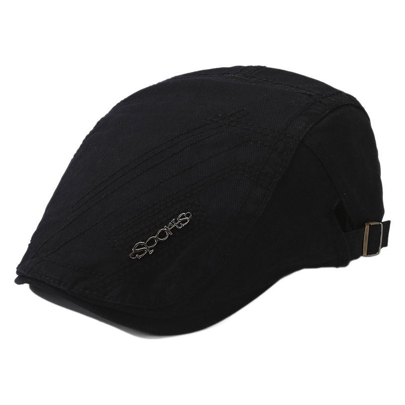 Printemps Automne Polyvalent Avant Hommes et Femmes Métal Alphabet Décoration Mode Langue de Canard Tempérament Littéraire_voghion.com