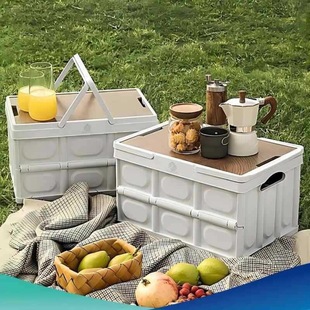 Purcghe Satchel Wooden Cover Foldableing Box Pu-Hxz20-01 Camping Style Storage Box Organizer