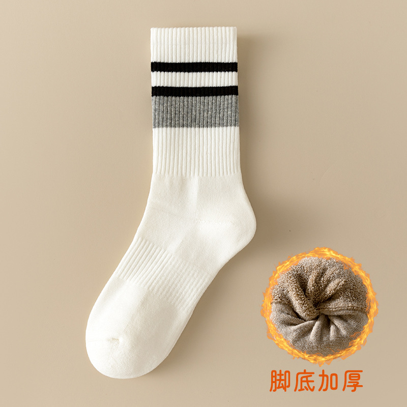 55克袜子秋冬纯棉女中筒袜加厚保暖女士毛圈袜全棉无骨女袜批发