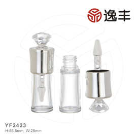 时尚透明水晶钻石喷镀盖唇彩管唇蜜瓶唇釉管空管包材逸丰工厂批发